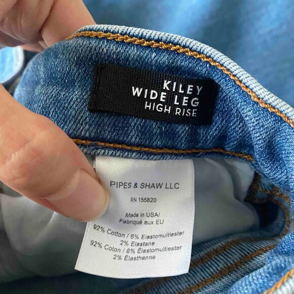 Veronica Beard Kiley High Waist Wide Leg Two-Tone Jeans Size 26/2 Western Cowboy - Picture 7 of 11